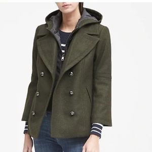 Banana Republic hooded wool pea coat